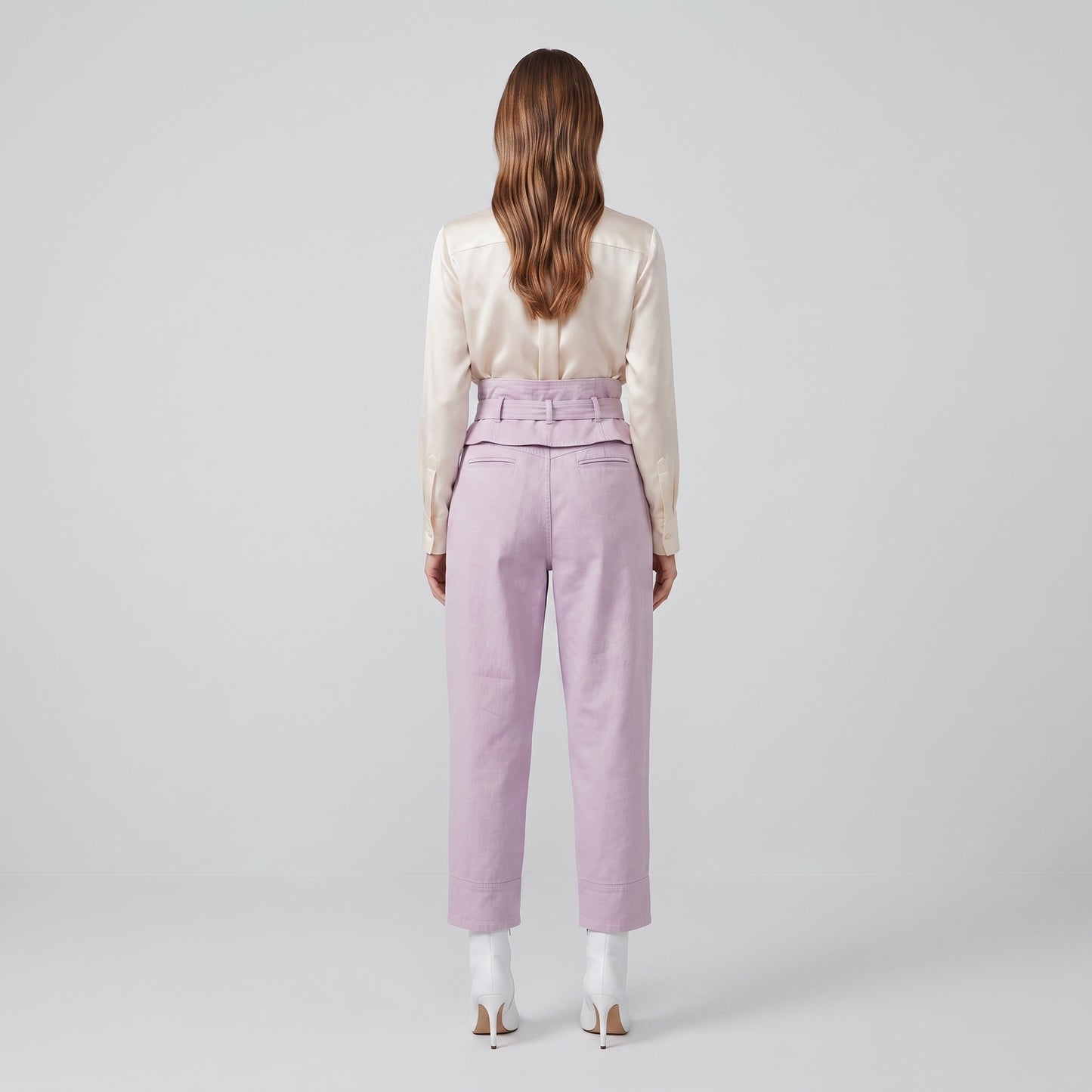 Lavender High-Waisted Paperbag Trousers