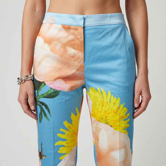 Floral Print Straight-Leg Trousers