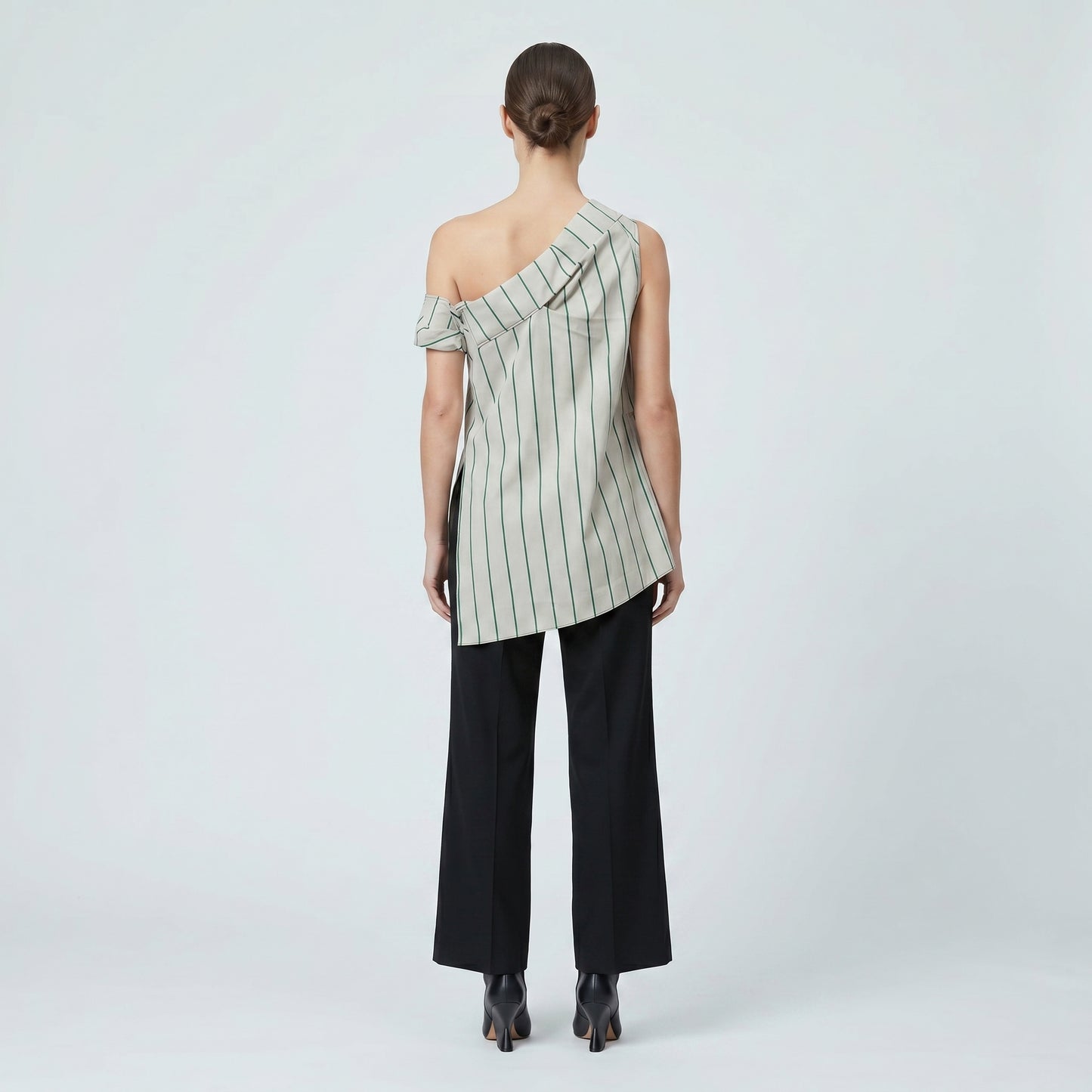 Asymmetric Striped Draped Vest