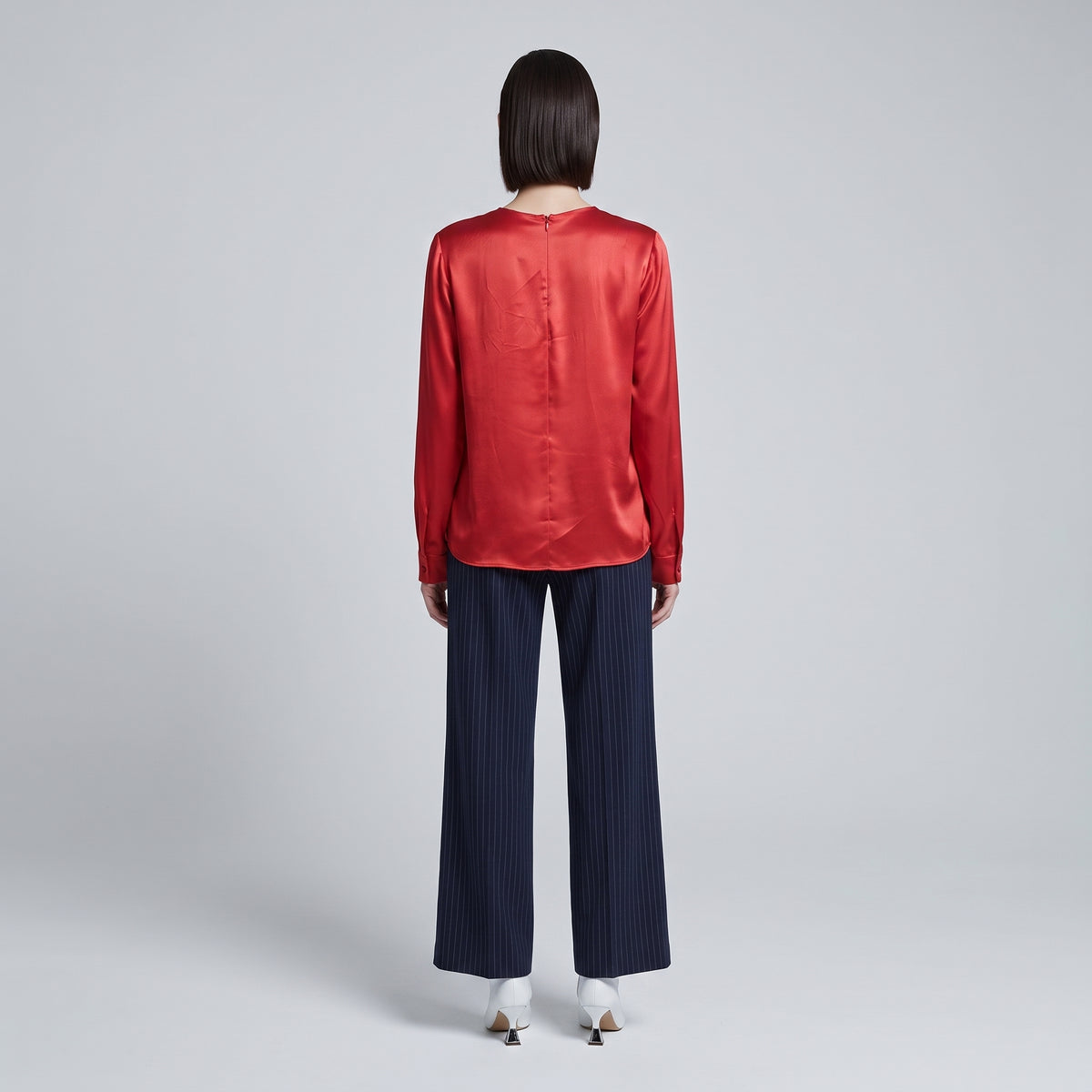 Crimson Stretch Silk Satin Blouse