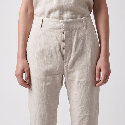 Tailored Linen Button-Fly Trousers
