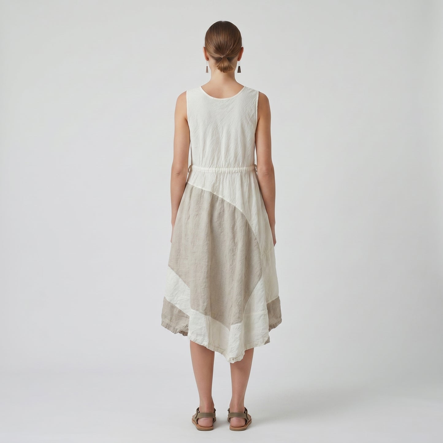 Embroidered A-Line Linen Dress