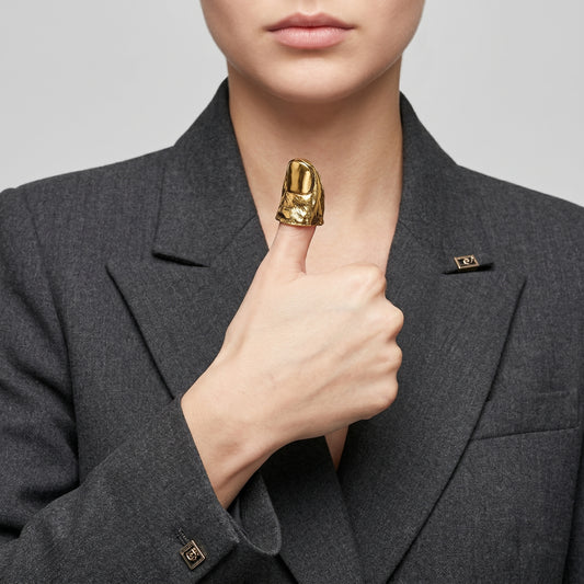 Sculptural Textured Gold Statement Ring