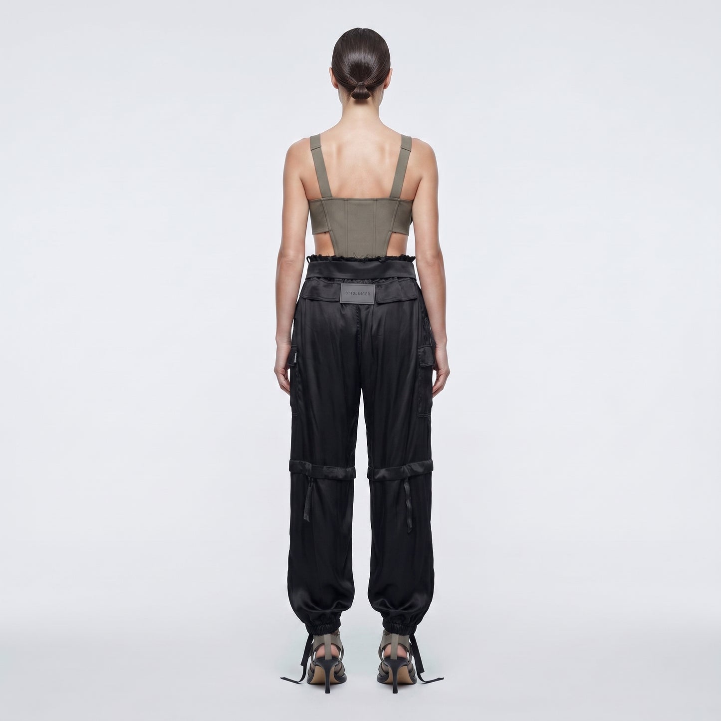 Satin Cargo Utility Trousers