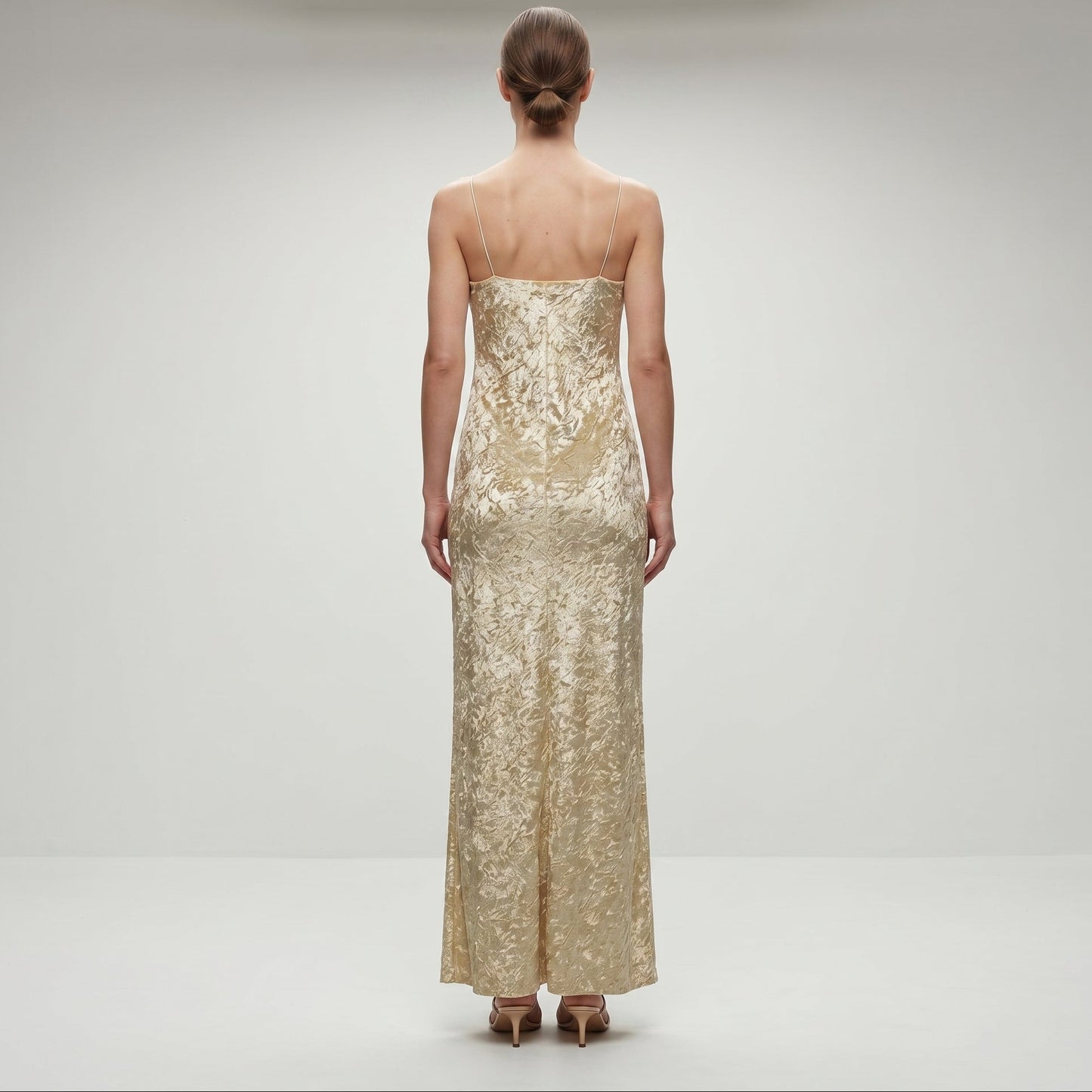 Metallic Crushed Velvet Slip Dress