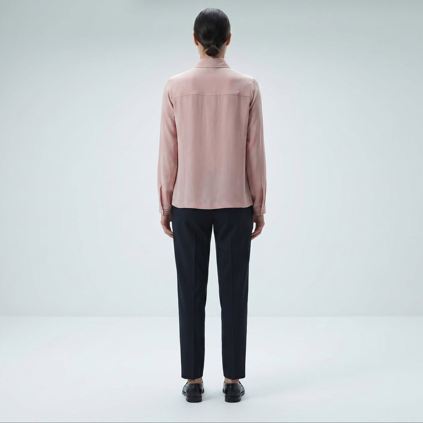 Pleated Pink Button Down Shirt