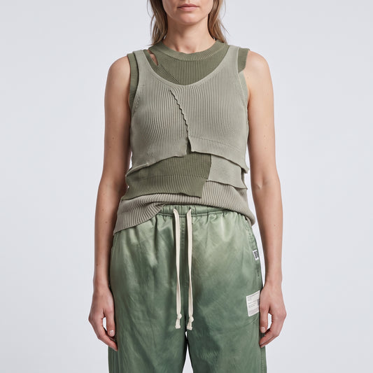 Distressed Olive Drawstring Trousers