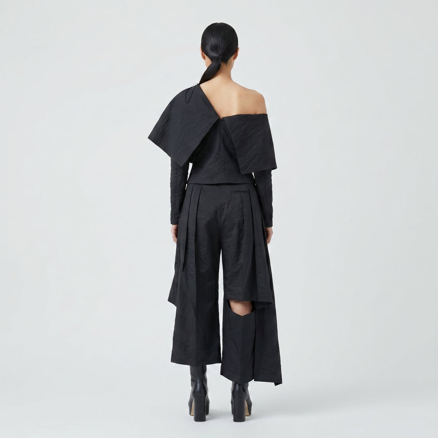 Asymmetric Crinkled Sculptural Top