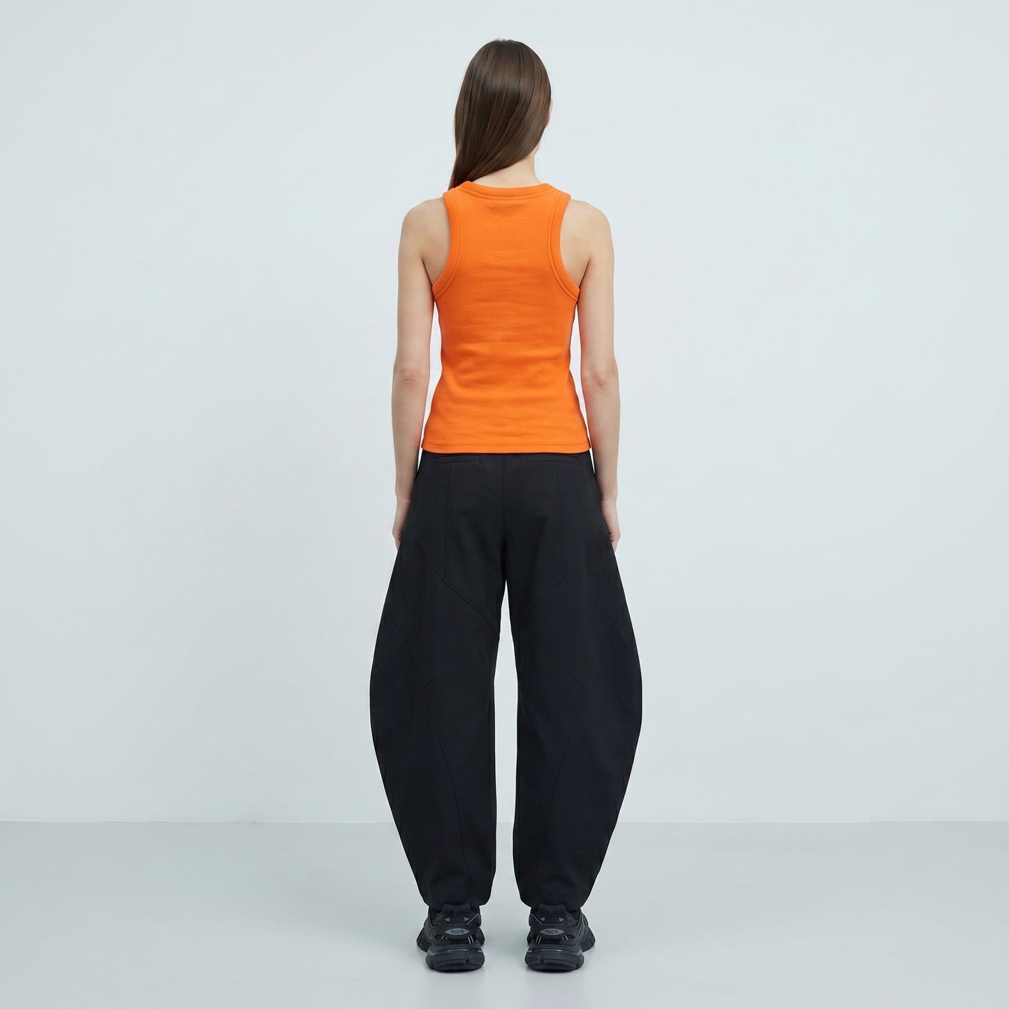 Orange Ribbed Knit Tank Top