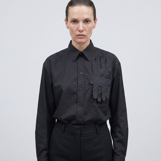 Black Cotton Glove Detail Shirt