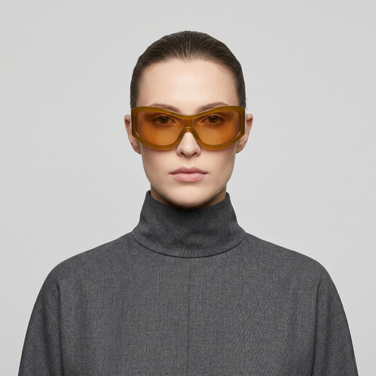 Retro Amber Shield Sunglasses