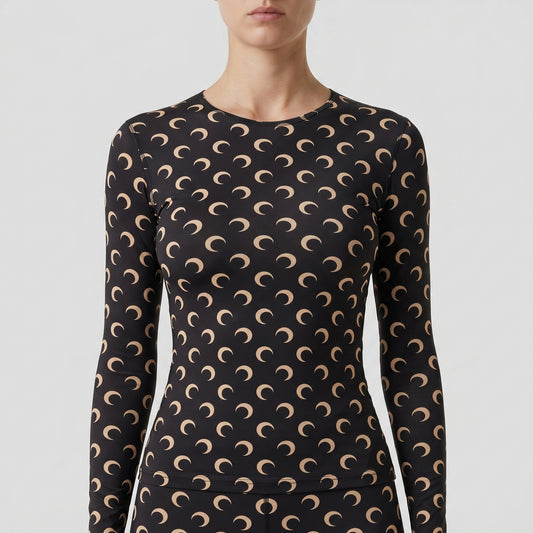 Crescent Moon Print Top