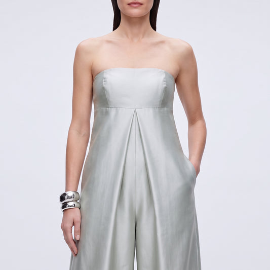 Metallic Strapless Wide Leg Jumpsuit