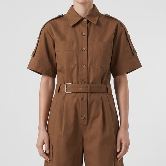 Utility Belted Cotton Jumpsuit