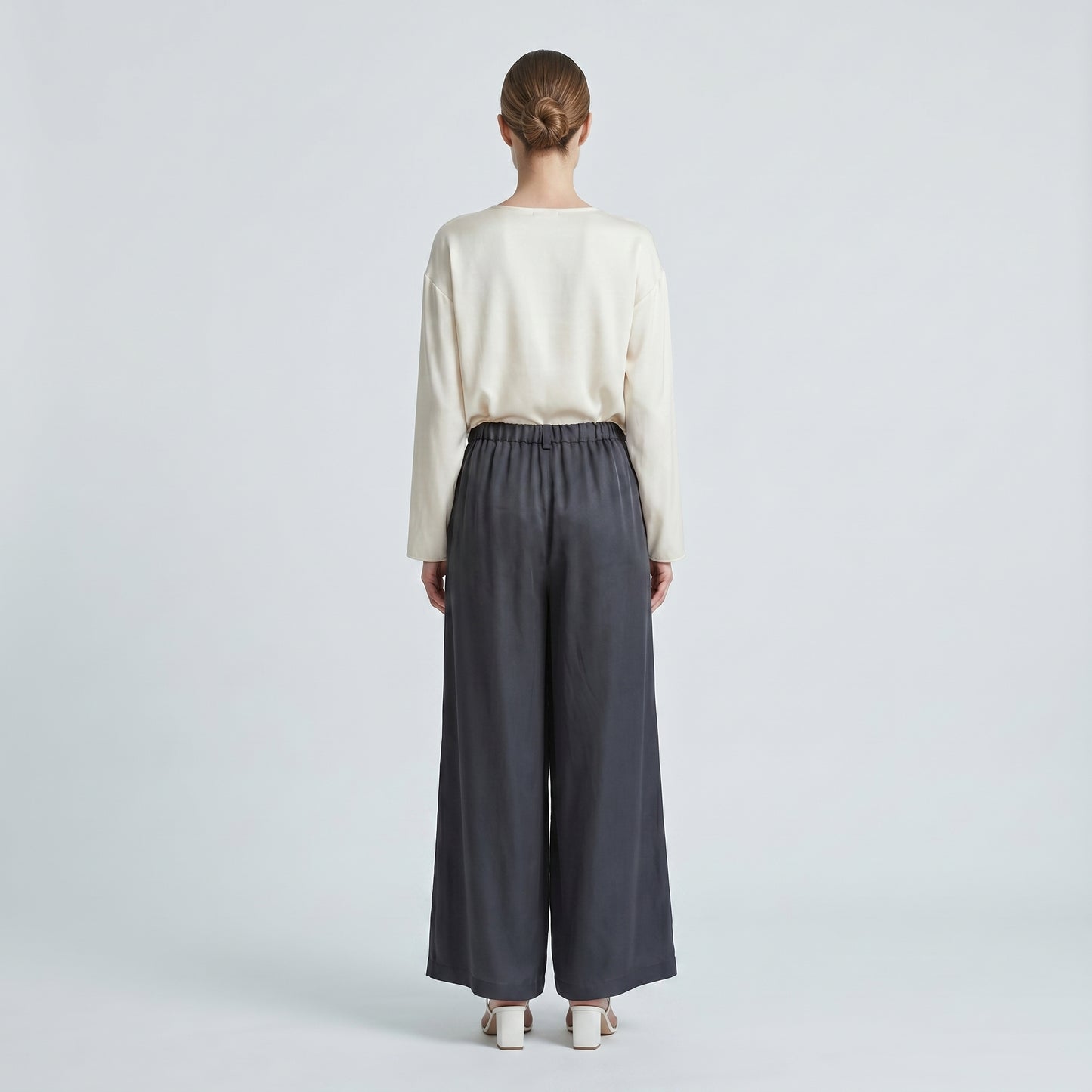 Charcoal Wide-Leg Drawstring Trousers
