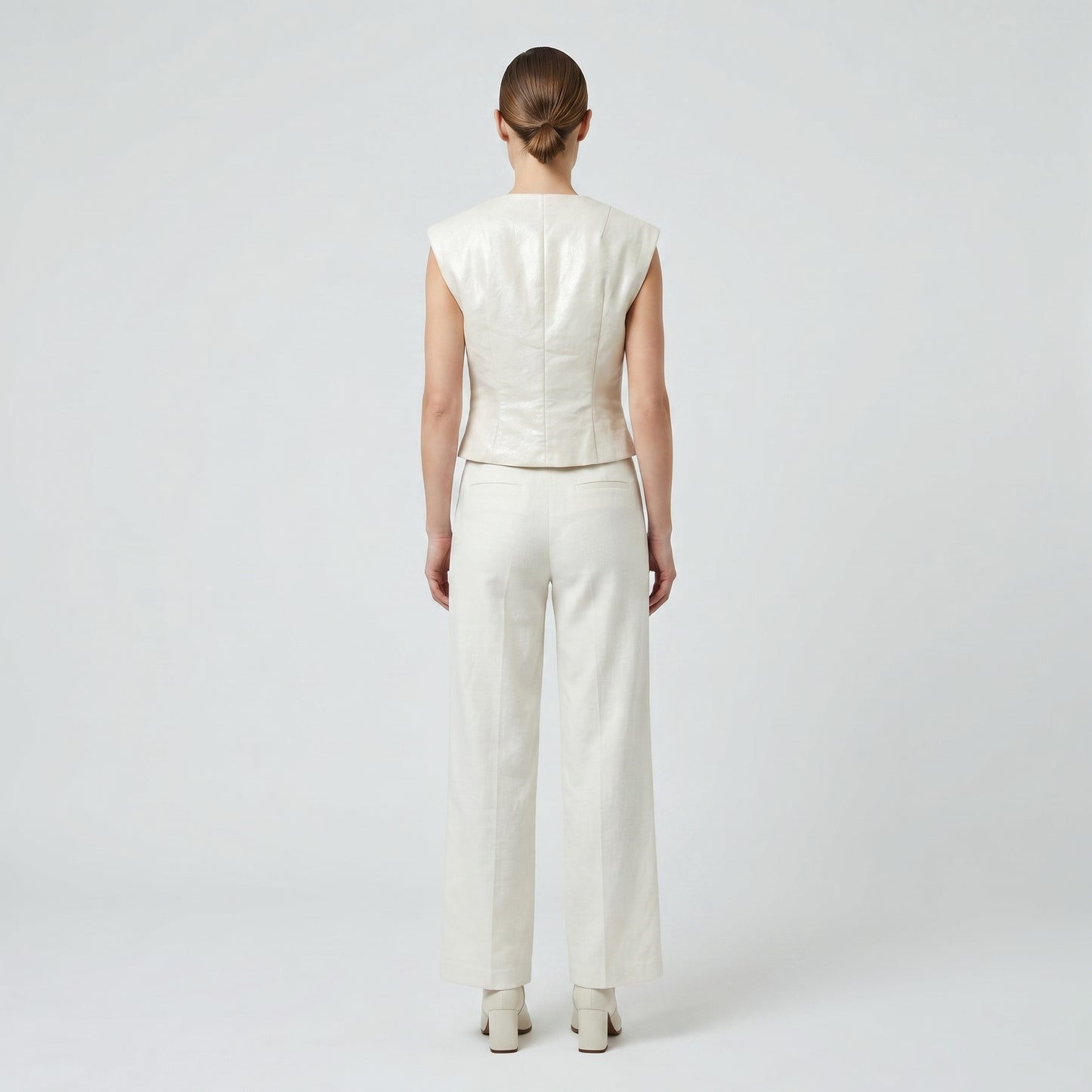 Structured Metallic White Vest