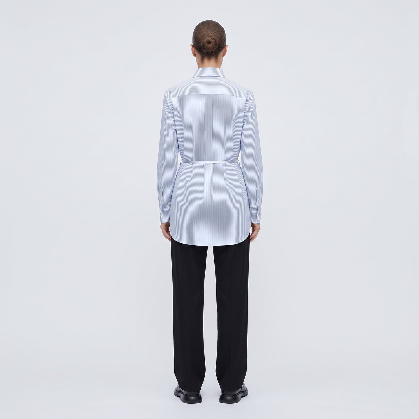 Striped Ruffled Waist Tie Shirt