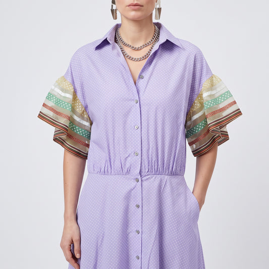 Polka Dot Midi Shirt Dress