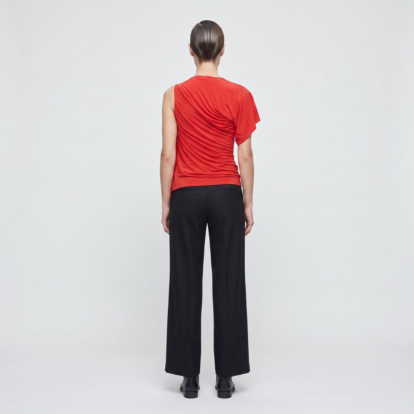 Asymmetric Ruffled Red Top