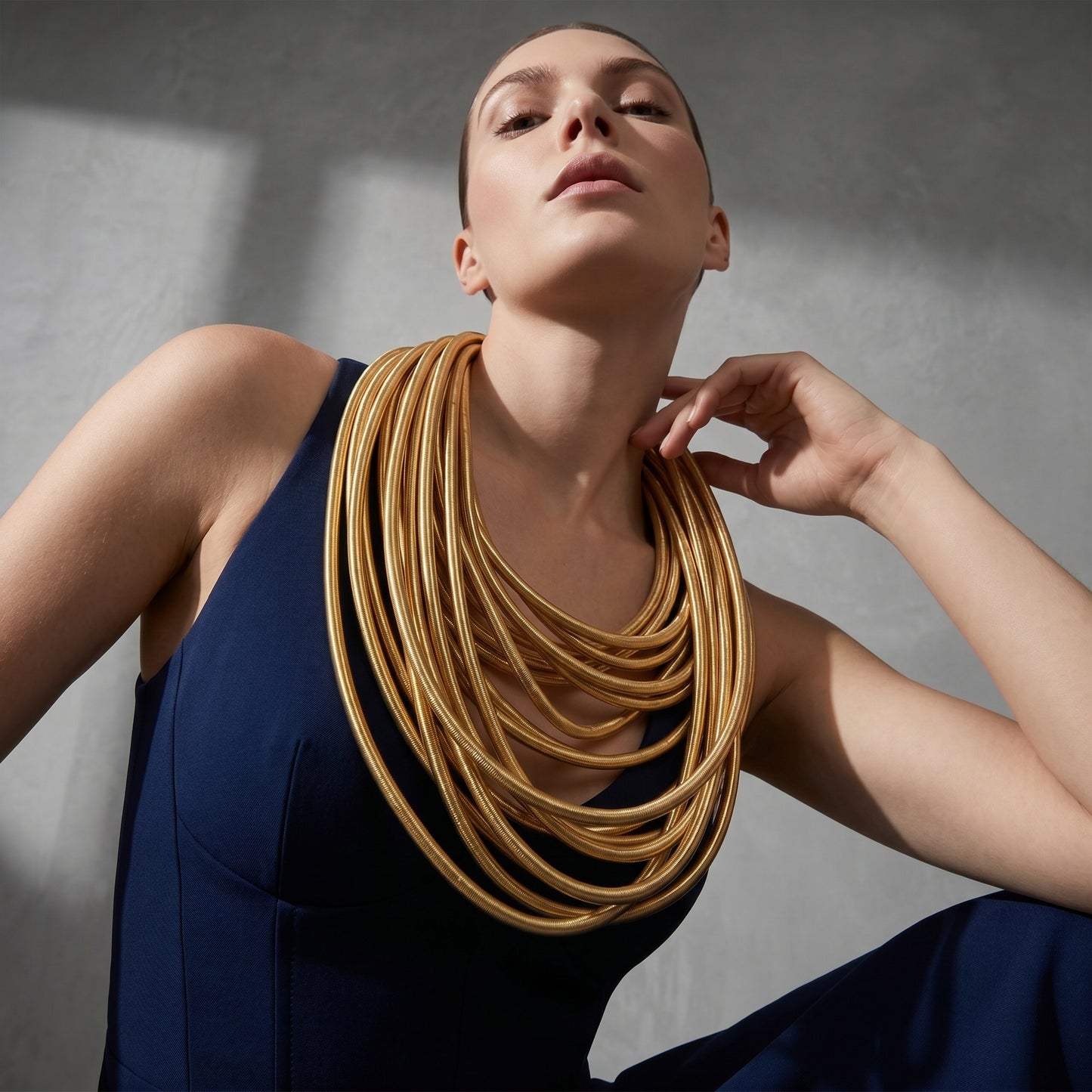 Multi-Strand Sculptural Gold Necklace
