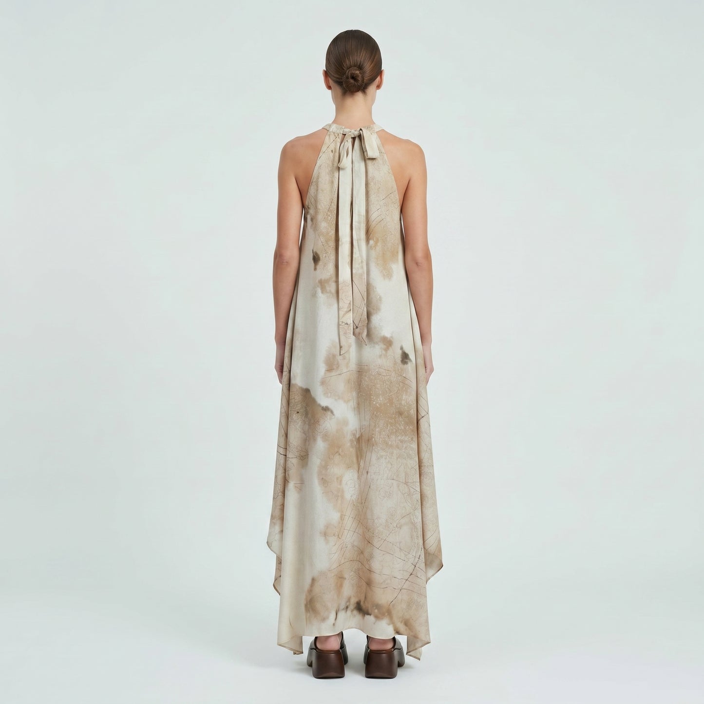 Halter Neck Abstract Print Dress