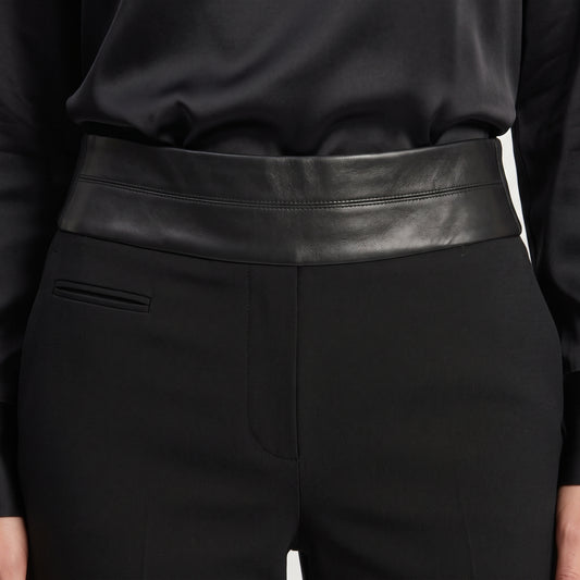 Leather Trimmed Tailored Trousers