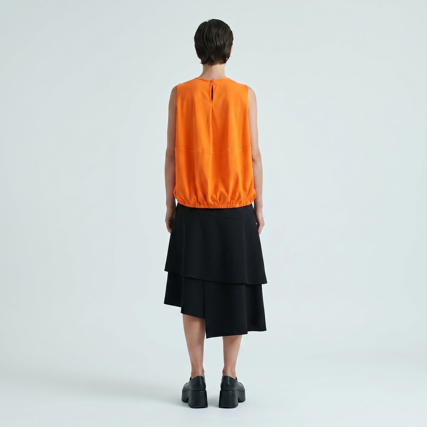 Orange Bubble Hem Sleeveless Top