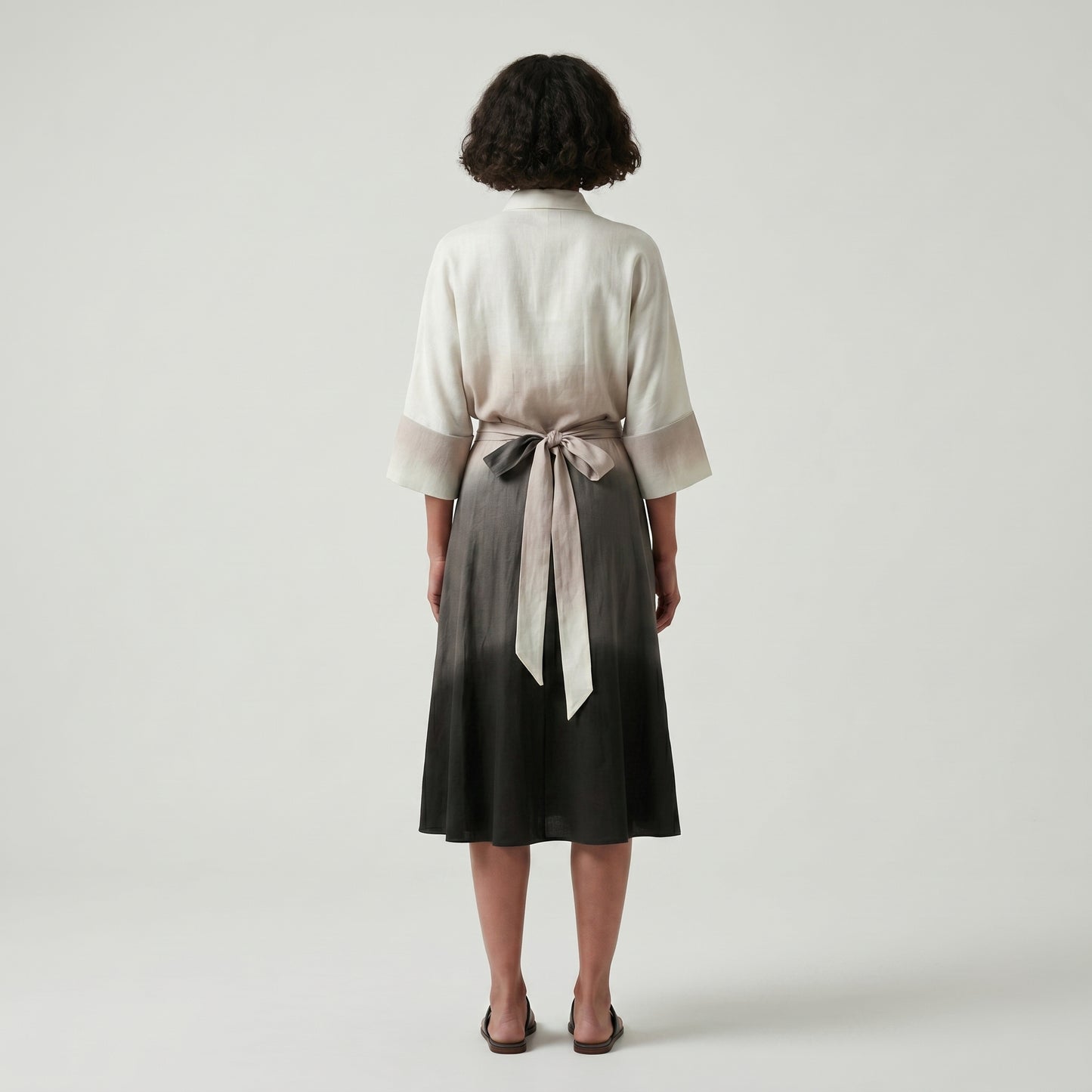 Ombre Twist Front Shirt Dress