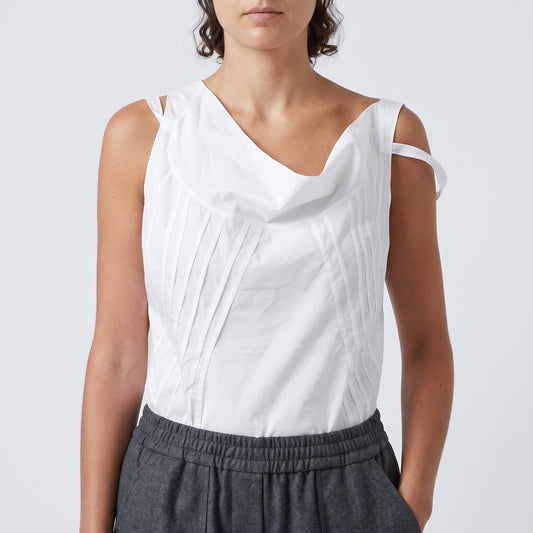 Architectural Cowl Neck Sleeveless Top