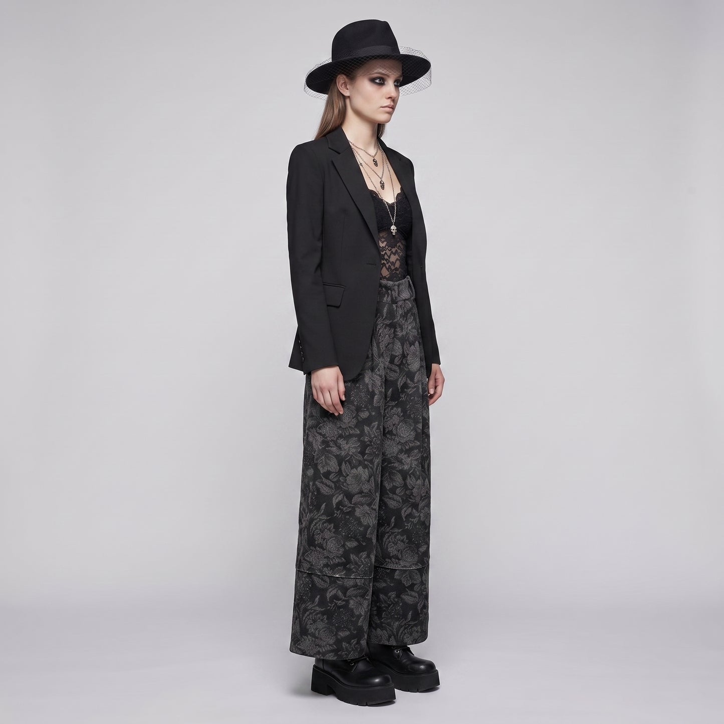 Floral Print Wide Leg Trousers