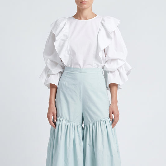 Mint Pleated Wide-Leg Trousers