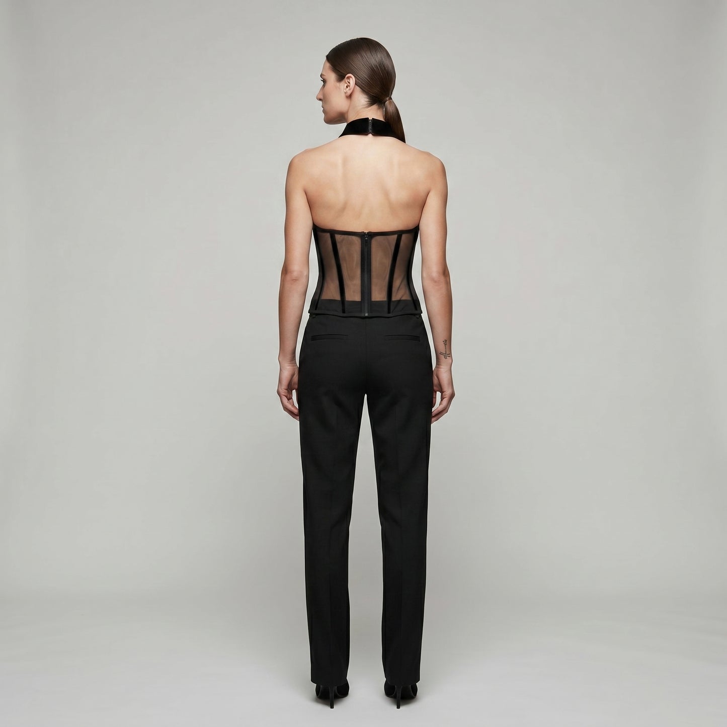 Structured Black Halter Corset