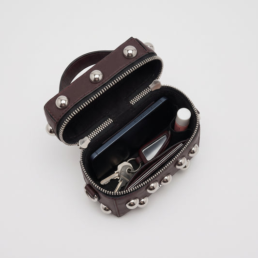 Studded Structured Leather Mini Bag