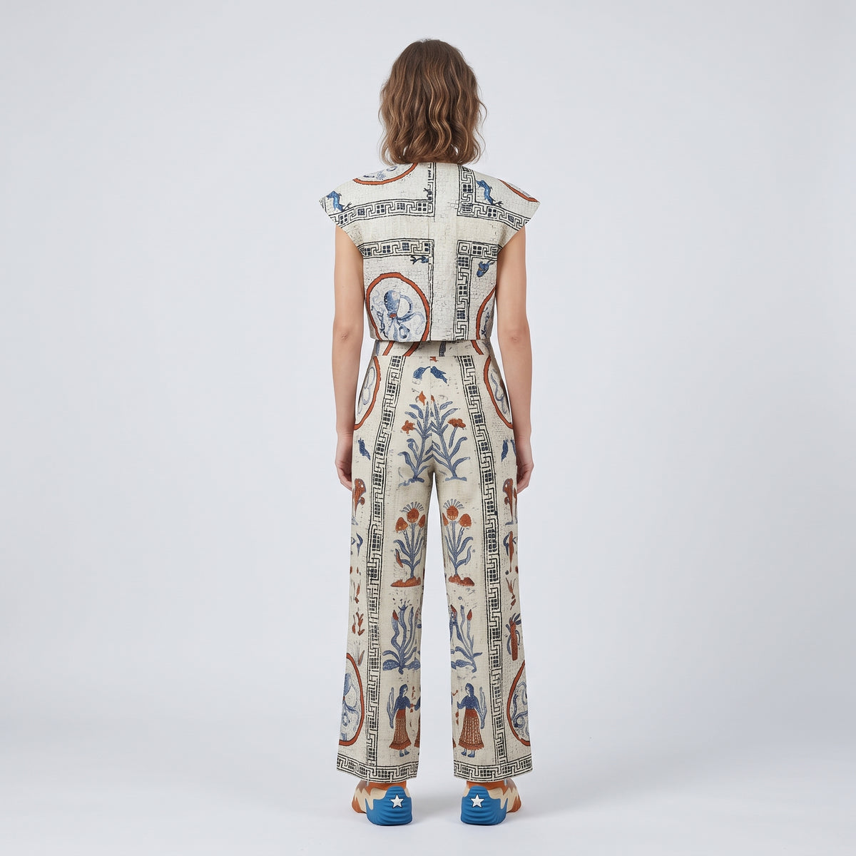 Printed Front Tie Structured Vest