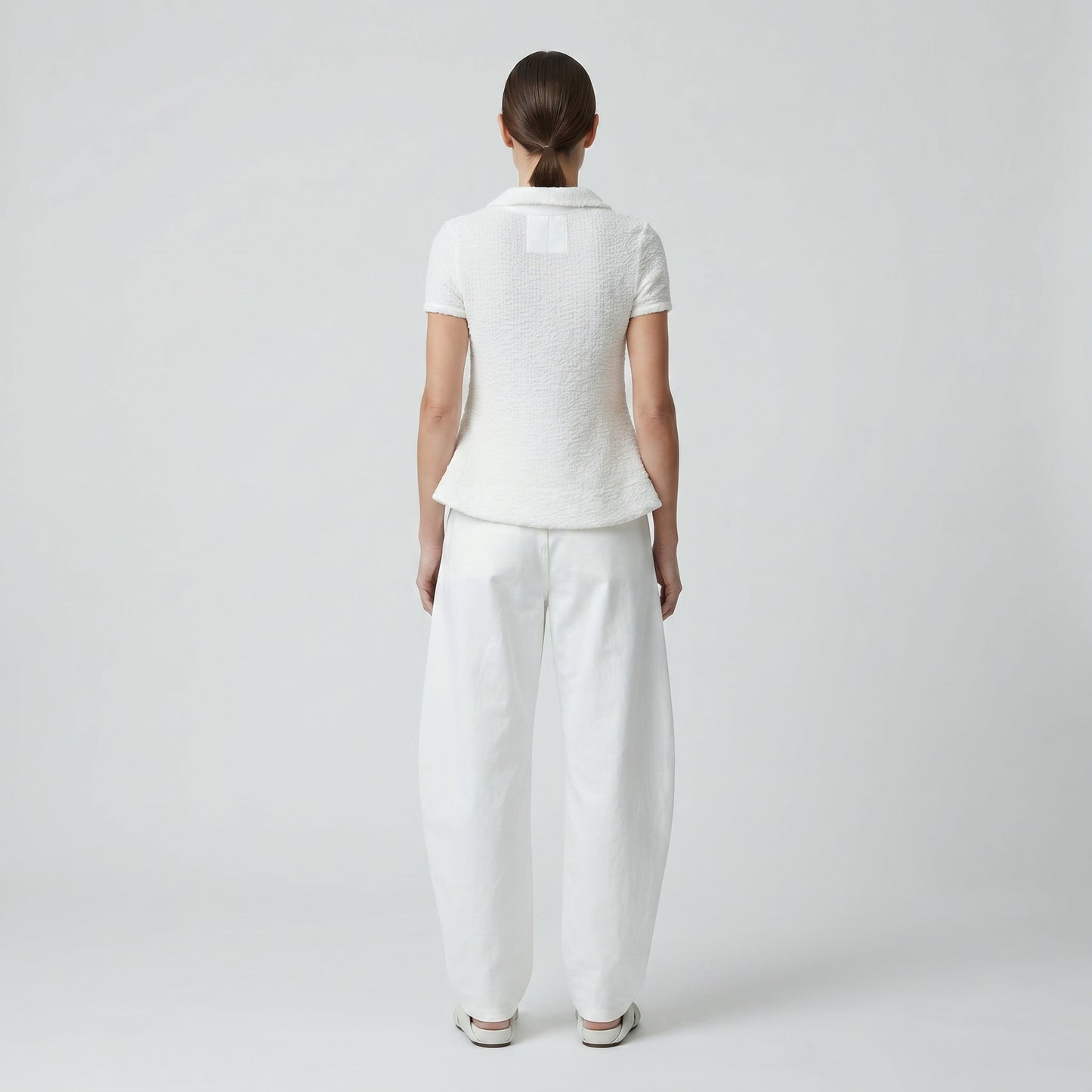 Textured Collared Peplum Top