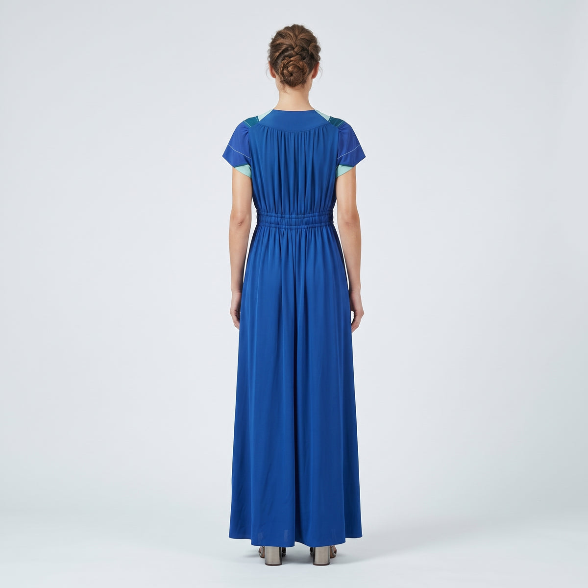 Colorblocked Tasseled V-Neck Dress