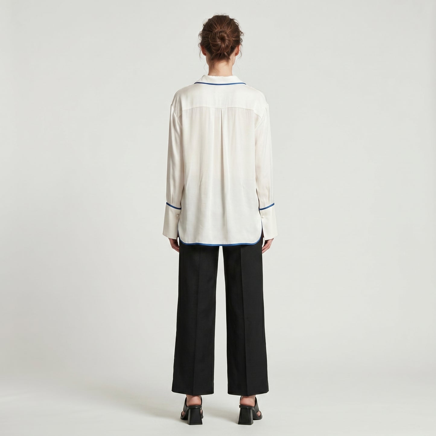 Embroidered Satin Pajama Shirt