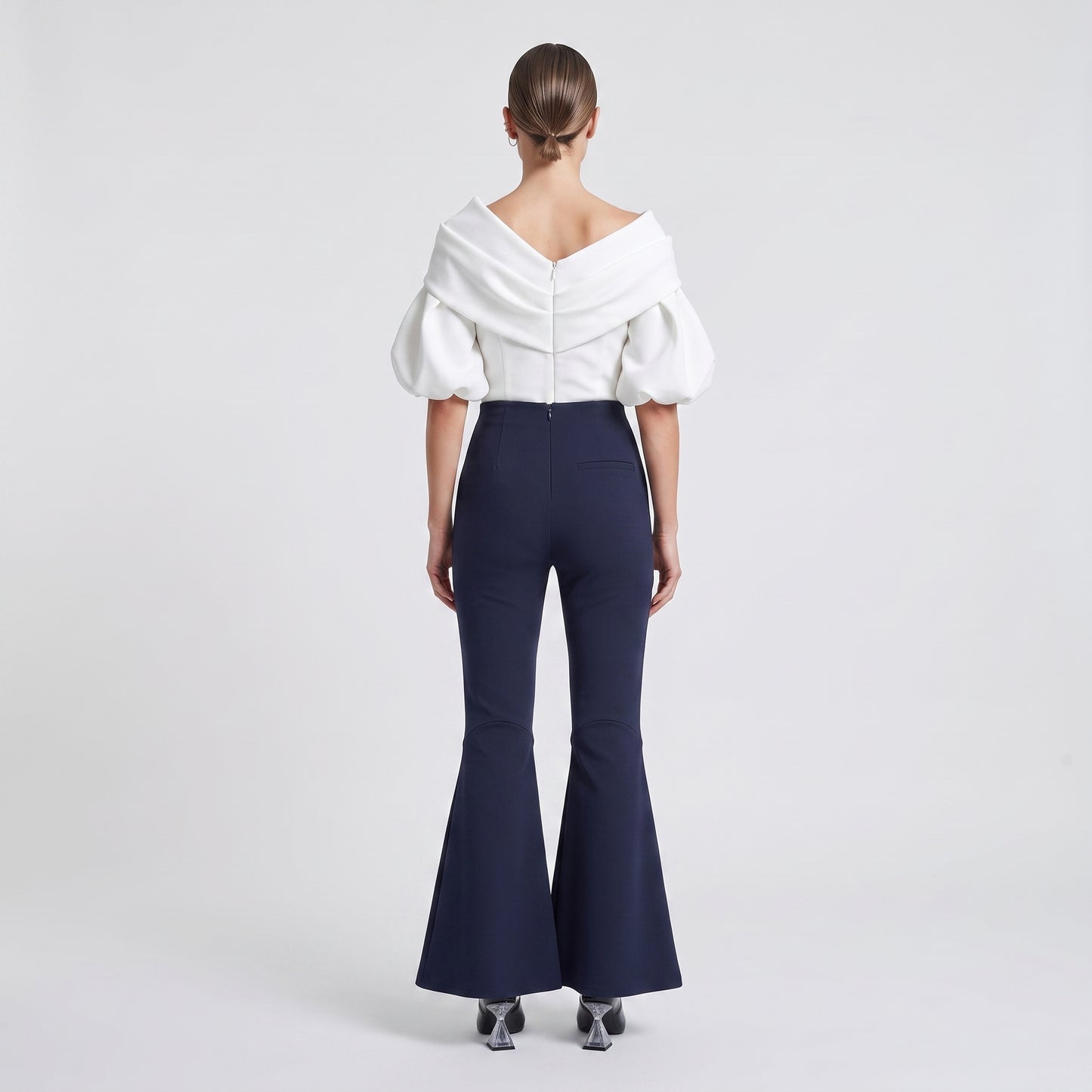 Black Flared Hem Trousers