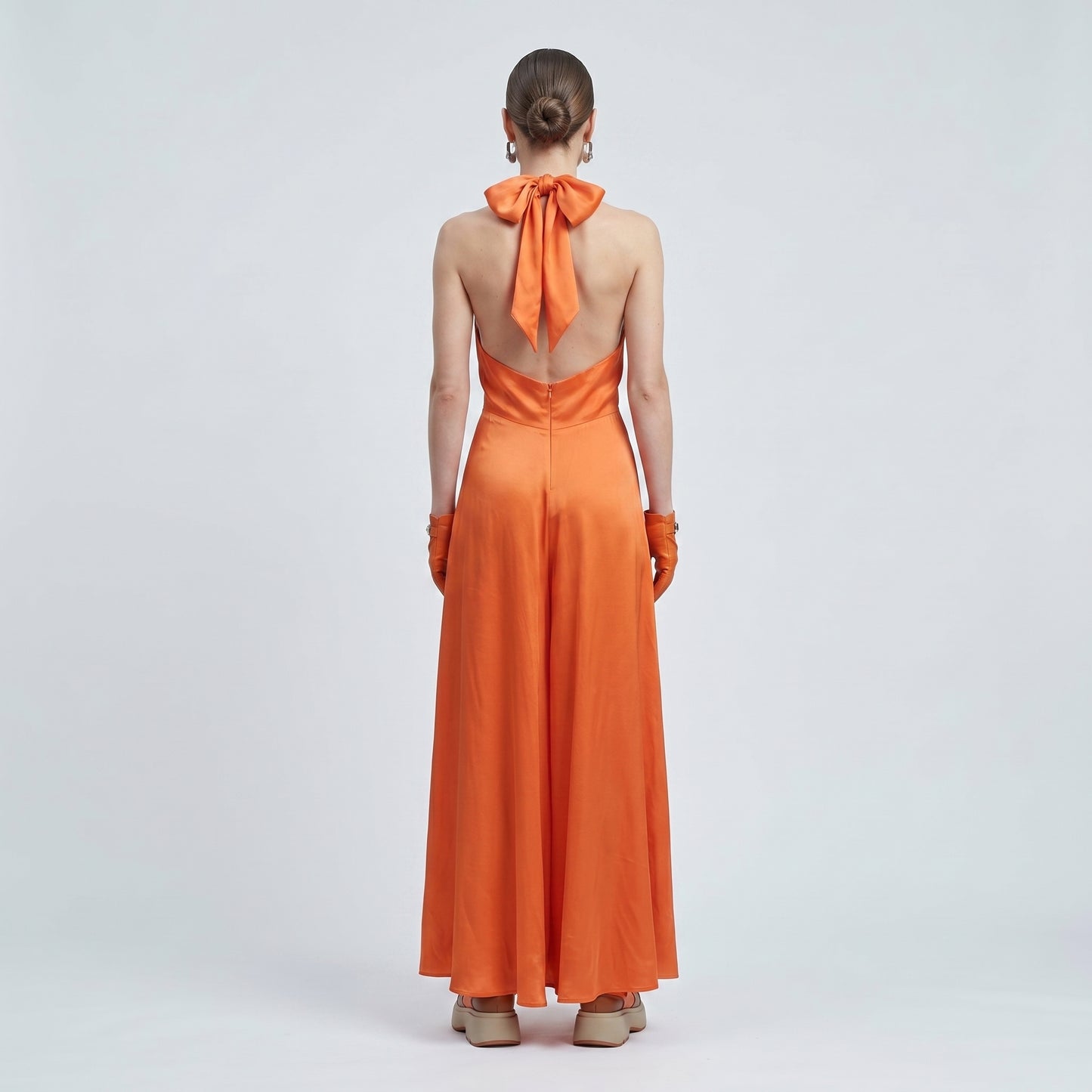 Halter Neck Satin Maxi Dress