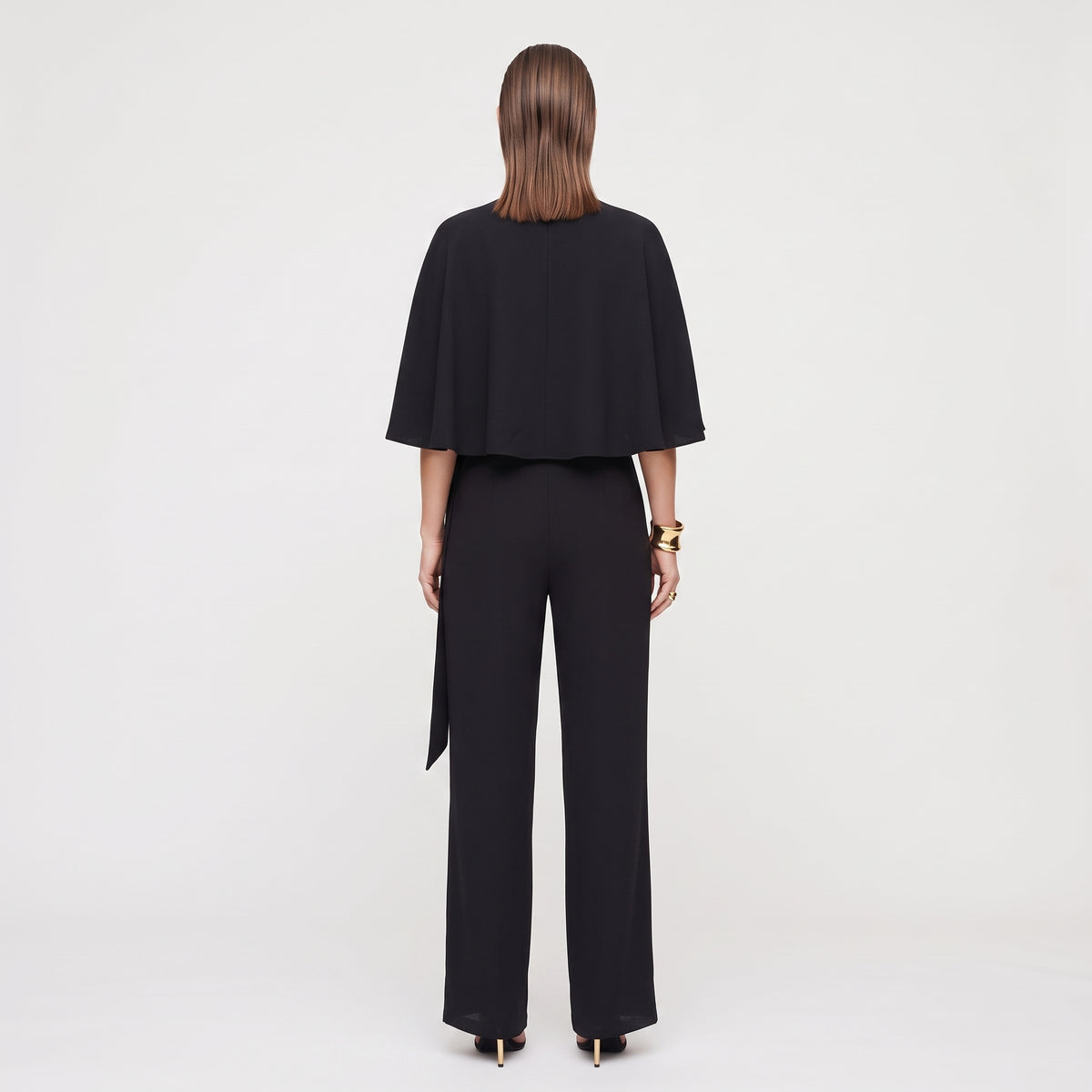 Elegant Cold Shoulder Belted Jumpsuit