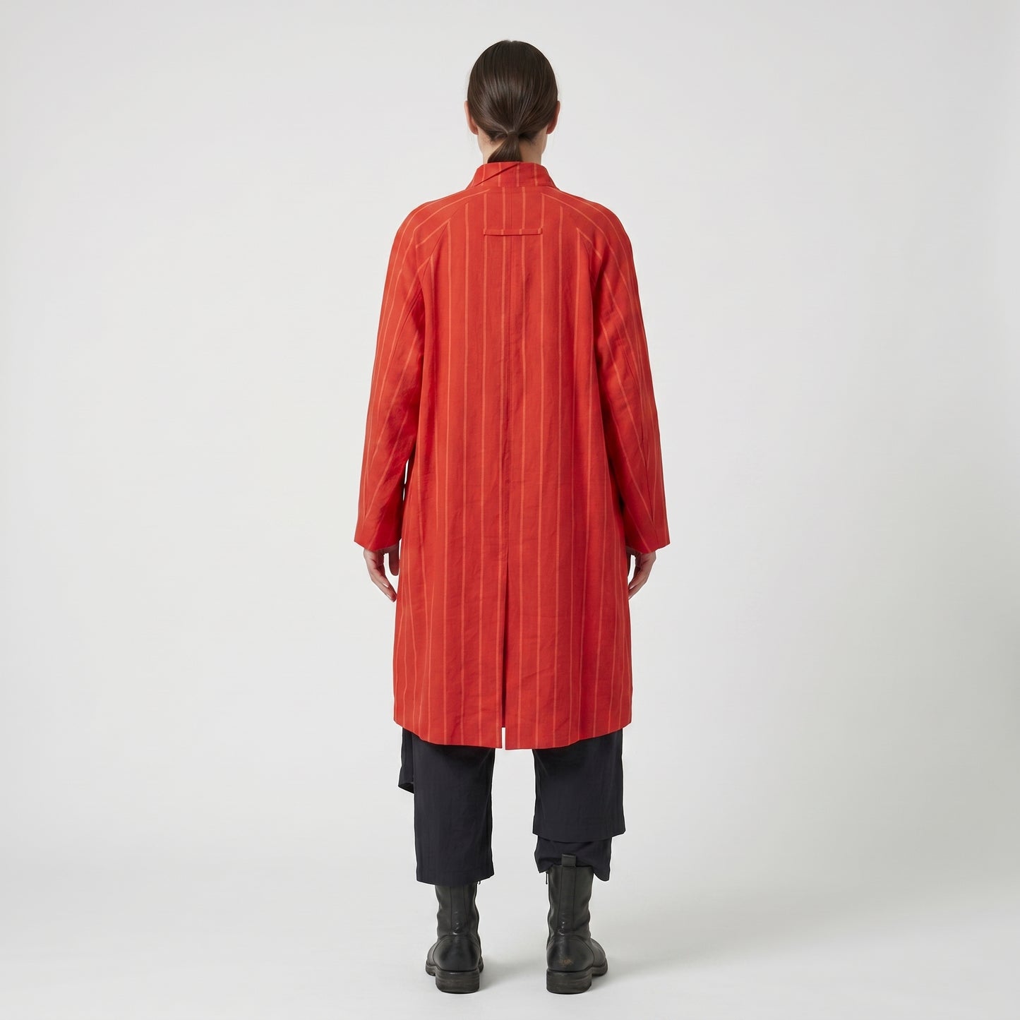 Red Striped Oversized Coat