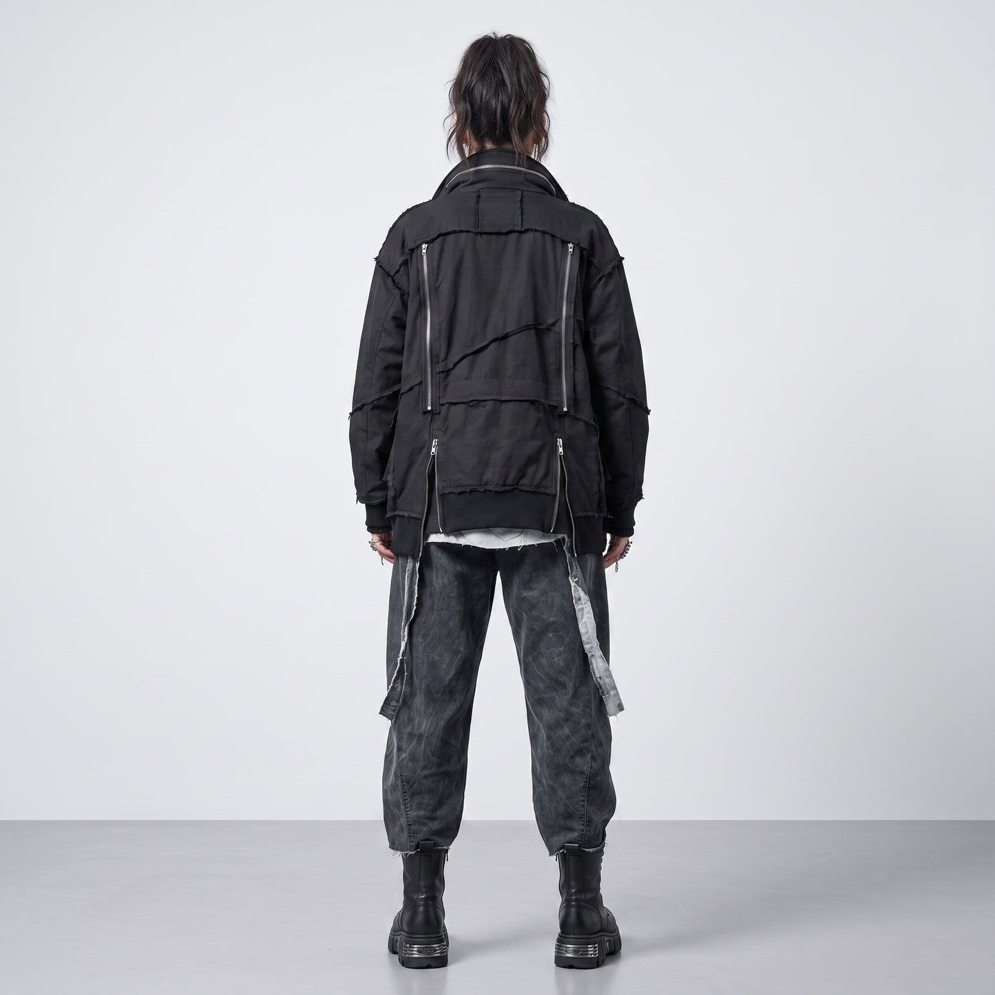 Distressed Raw Edge Denim Trousers