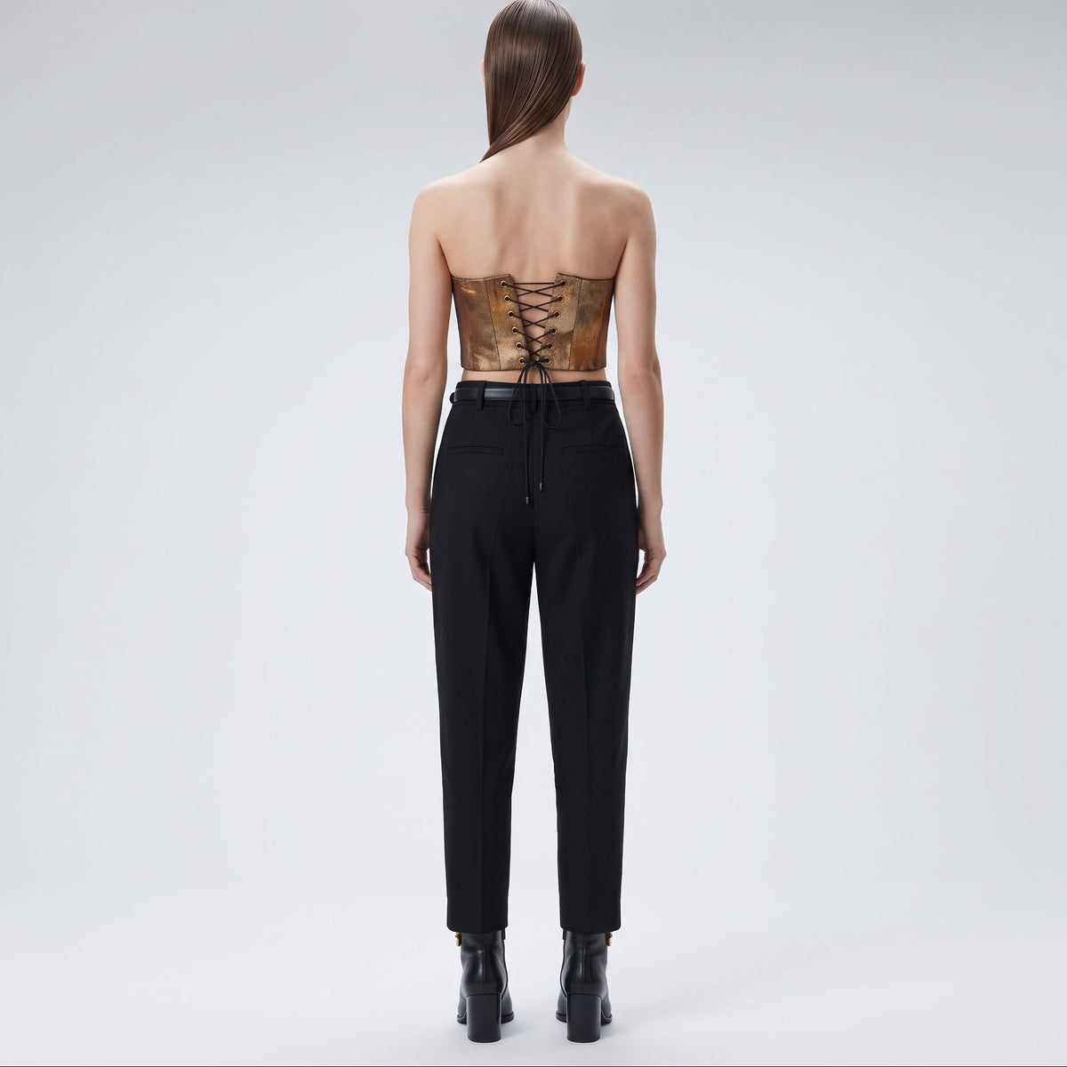Metallic Gold Structured Corset Top