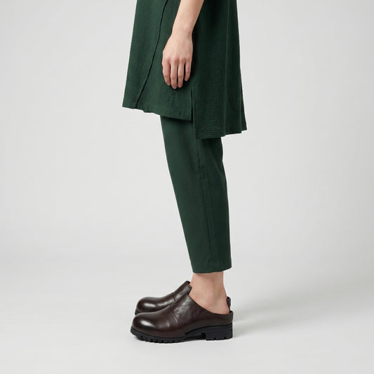Textured Leather Slip-On Clogs