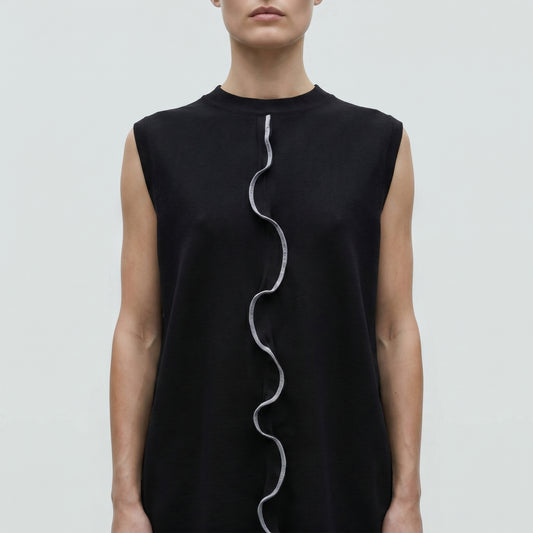 Sleeveless Architectural Ribbed Top