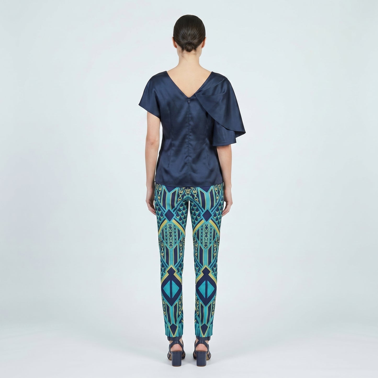 Draped Asymmetric Satin Blouse