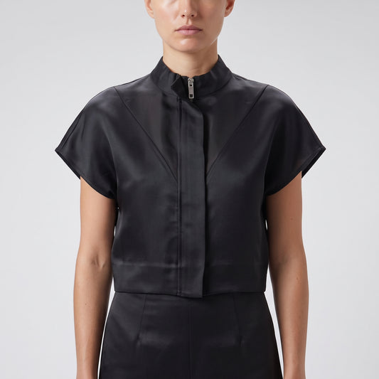Structured Sleeveless Zip-Front Vest