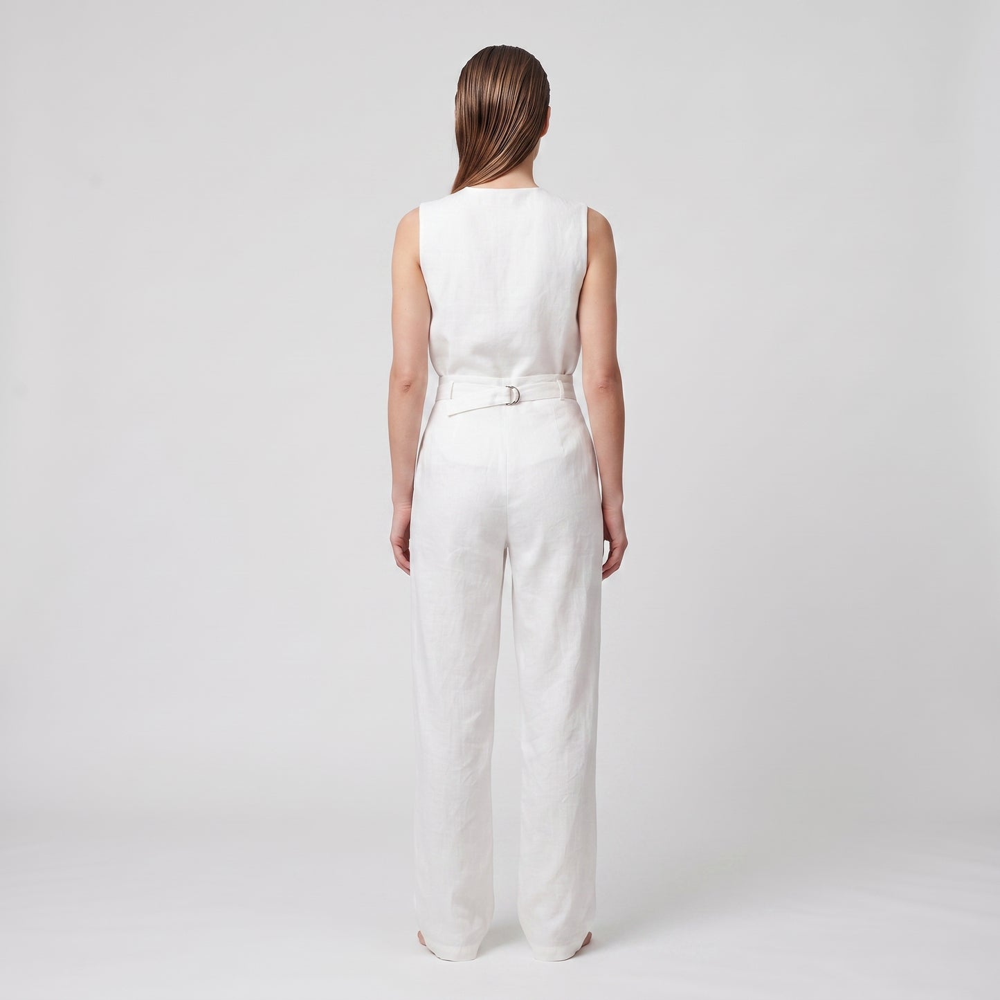 Minimalist High-Waisted White Trousers
