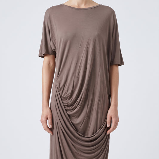 Draped Asymmetric Jersey Dress