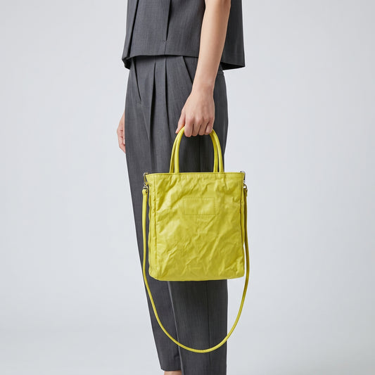 Crinkled Lime Yellow Mini Tote